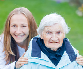 elderly with her companion