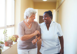 elderly with her companion