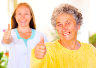 elderly with her companion