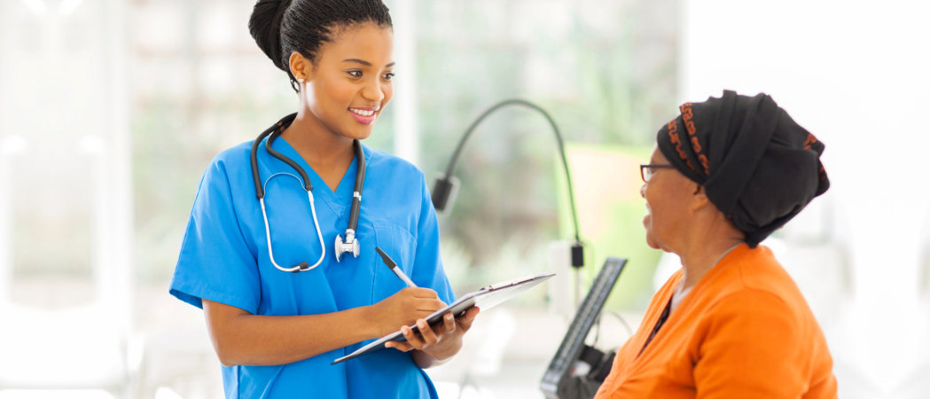 an elderly with a medical staff