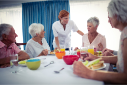 group of elderly having their meal