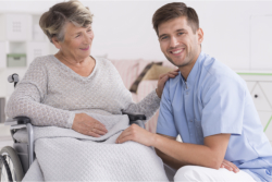 elderly with her companion